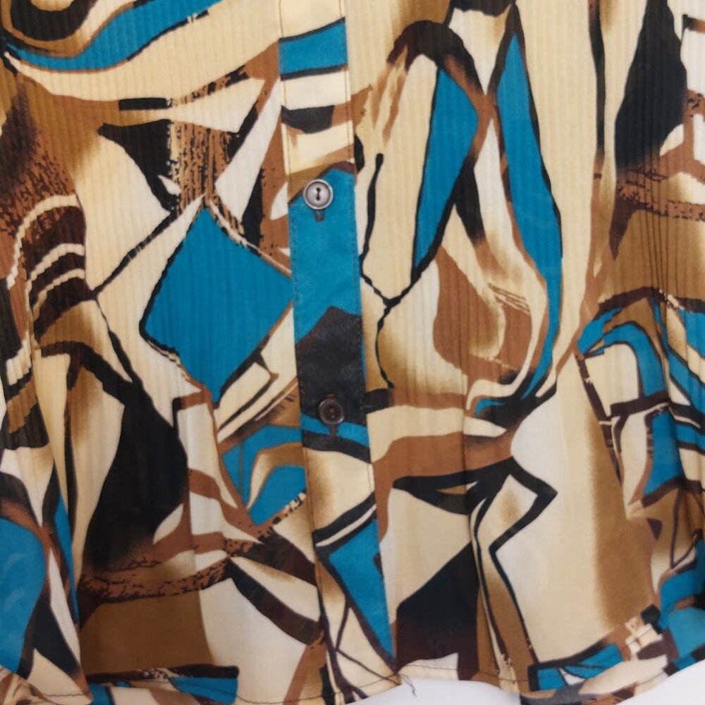 Vintage Sere Nade Plisse Long Sleeved Abstract Print Blouse Size Small - Picture 5 of 5